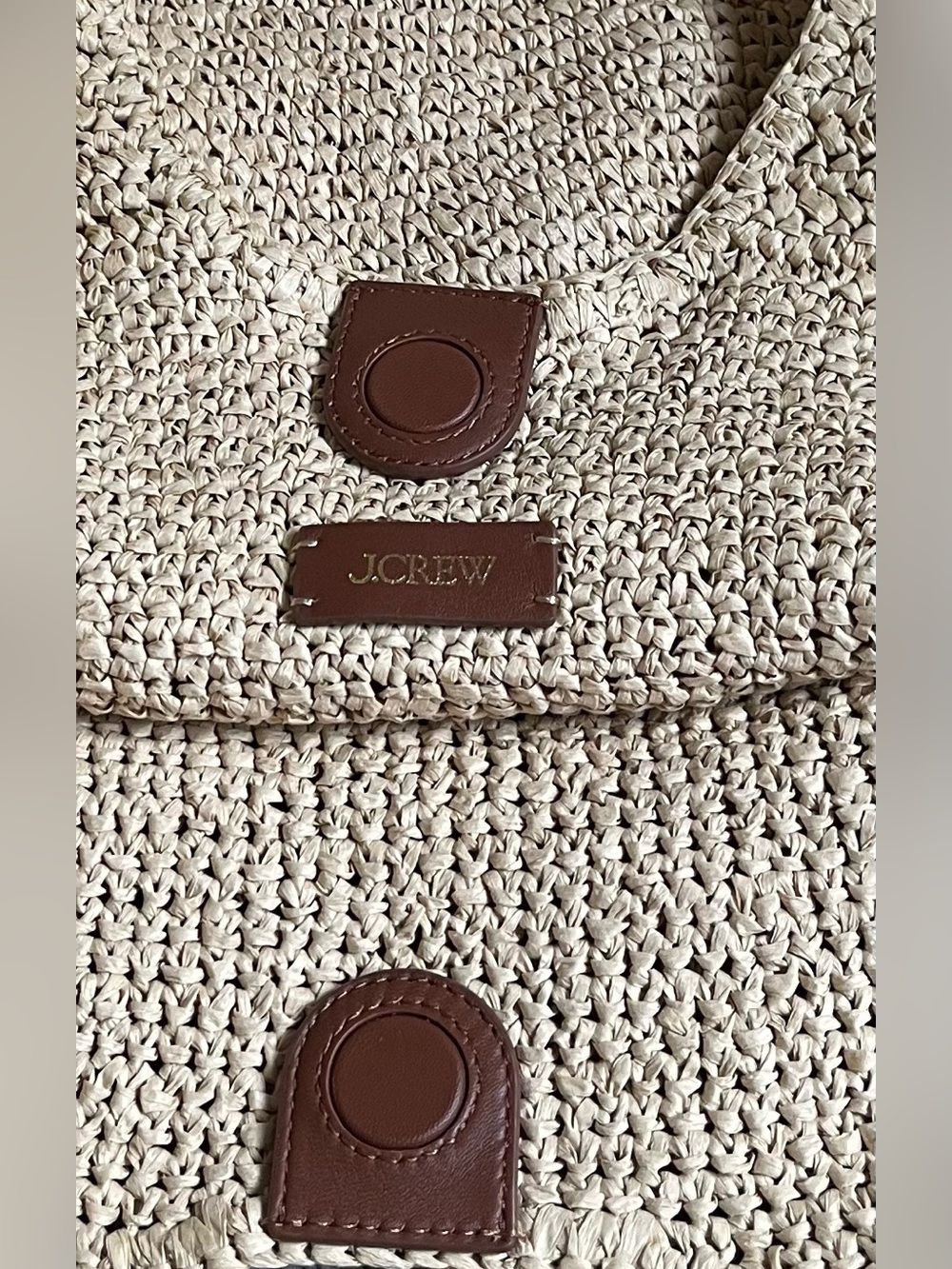 NWT J Crew Large HandKnotted Straw Tote Bag Natural - Picture 6 of 6